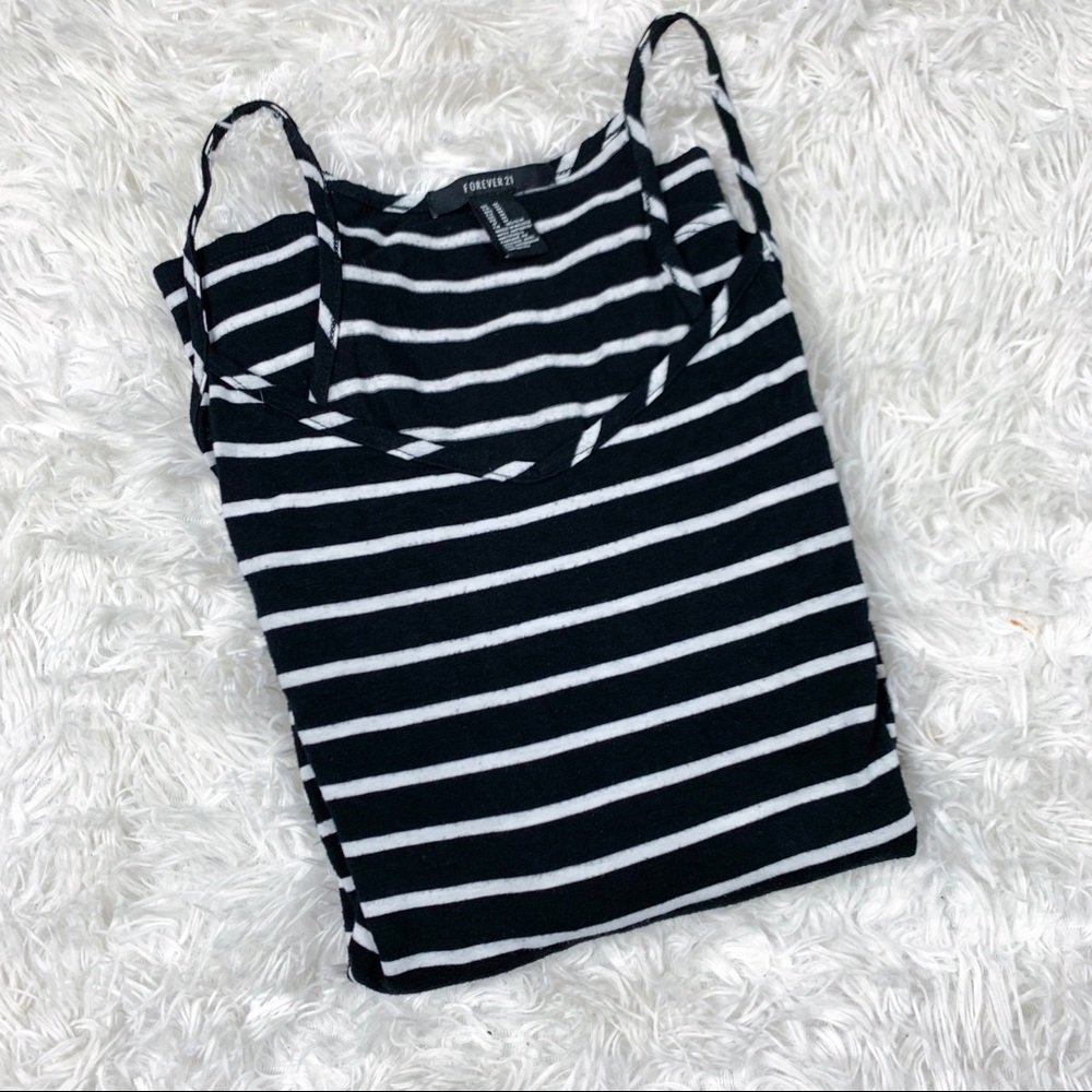 Forever 21 High Low Black and White Striped Dress